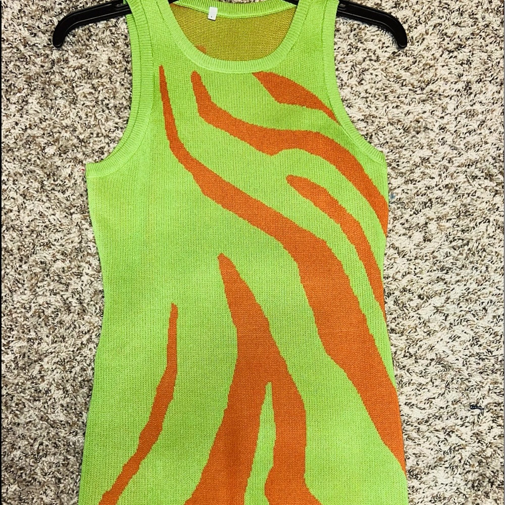 GREEN/ORANGE STRETCH DRESS